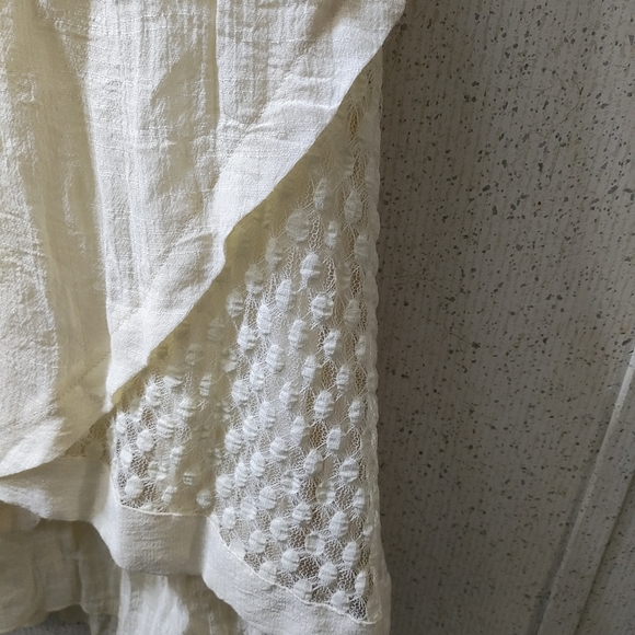 Adorn Fashion Crocheted Tunic Sleeveless Lace M Cream Prairie Boho Hippie - Picture 4 of 11
